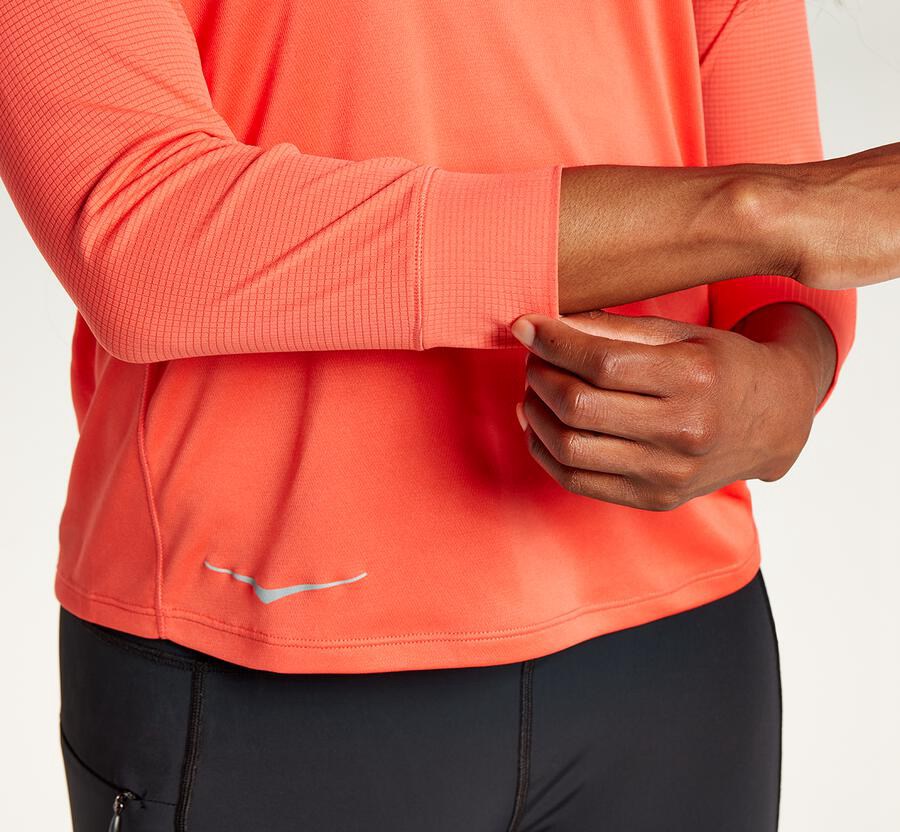 Hoka One One Top Kadın Turuncu - Performance 3/4 Sleeve - CX9342516